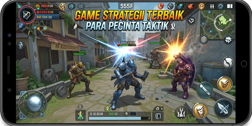 Tampilan gameplay 555F yang penuh strategi dan taktik menarik.