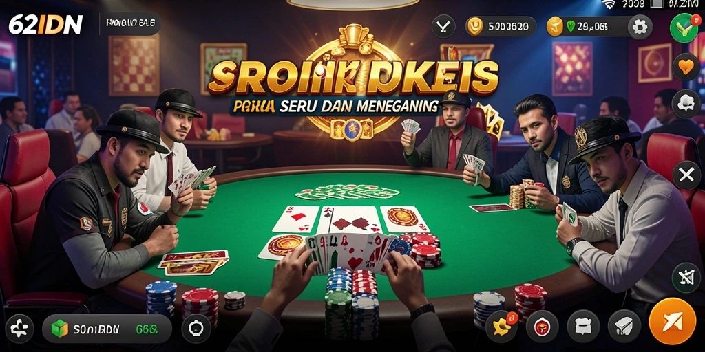 Tangkapan layar utama 62IDN menunjukkan gameplay Poker yang mendebarkan.