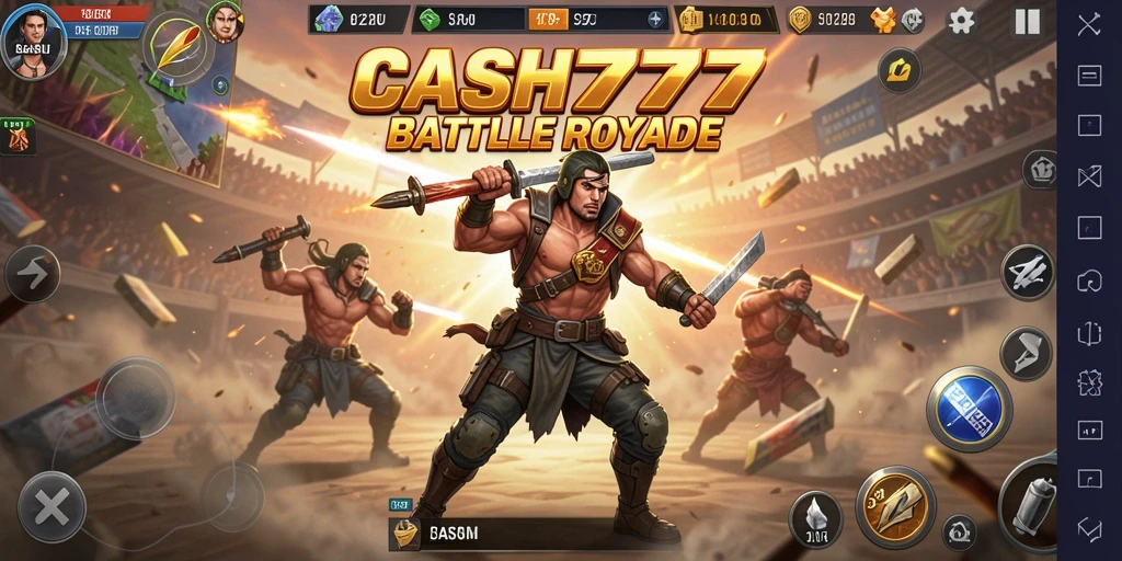 Tangkapan layar permainan <strong>CASH777</strong> menunjukkan aksi seru dalam pertarungan Battle Royale.