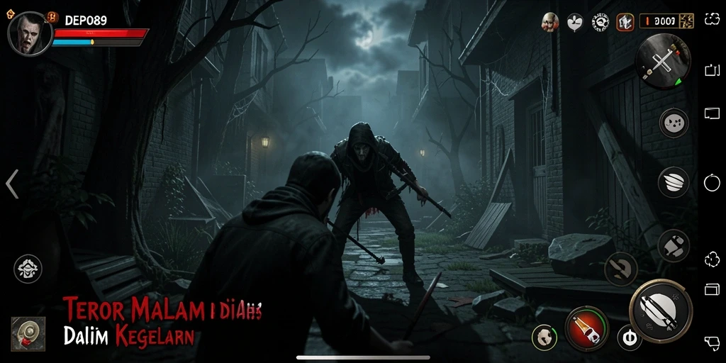 Gameplay DEPO89 dengan suasana menyeramkan dan mencekam.