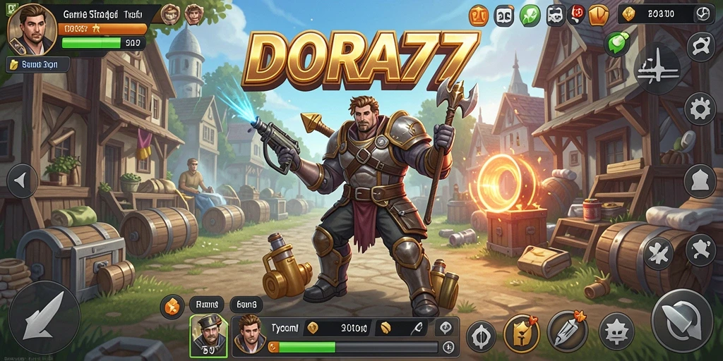 Tangkapan layar gameplay DORA77 yang menampilkan elemen manajemen Tycoon.