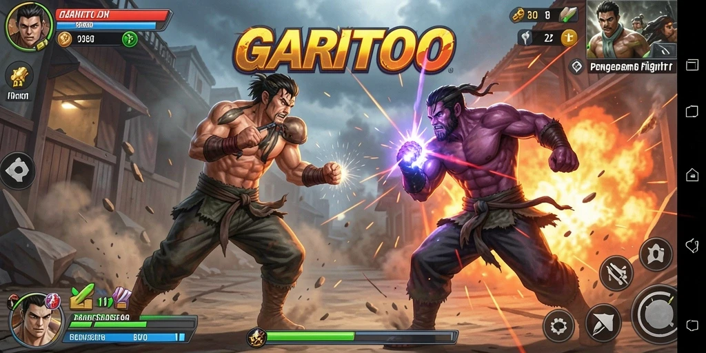 Tampilan gameplay GARITOTO yang intens dengan pertarungan seru.