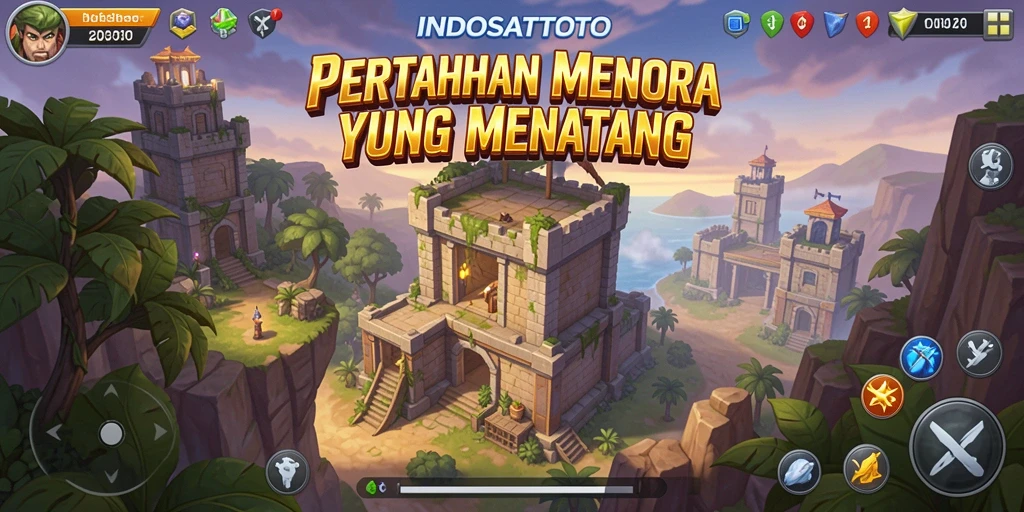 Tampilan gameplay INDOSATTOTO yang mendebarkan dalam pertahanan menara.
