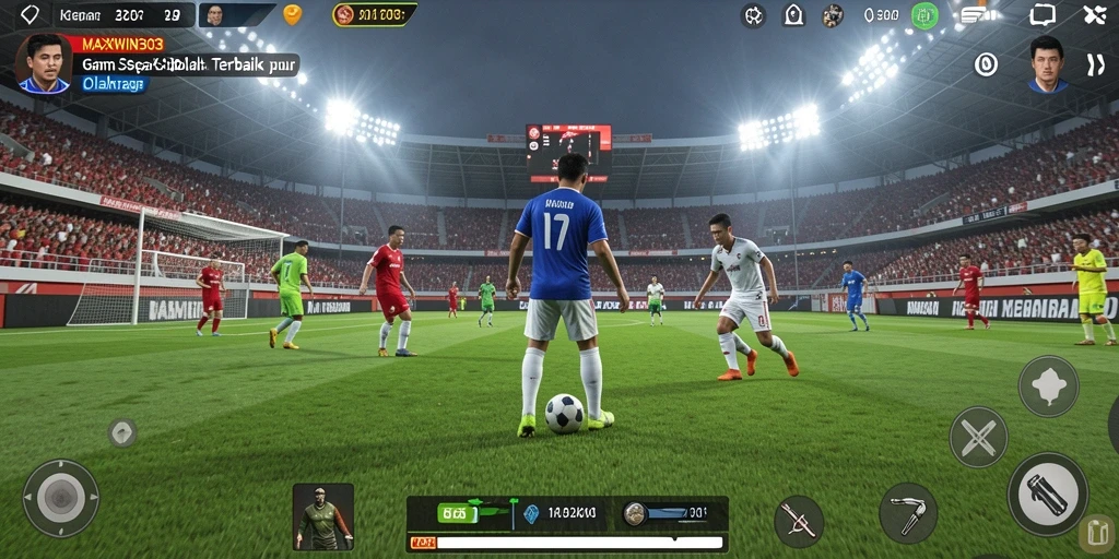 Tampilan gameplay menarik di lapangan sepak bola MAXWIN303.