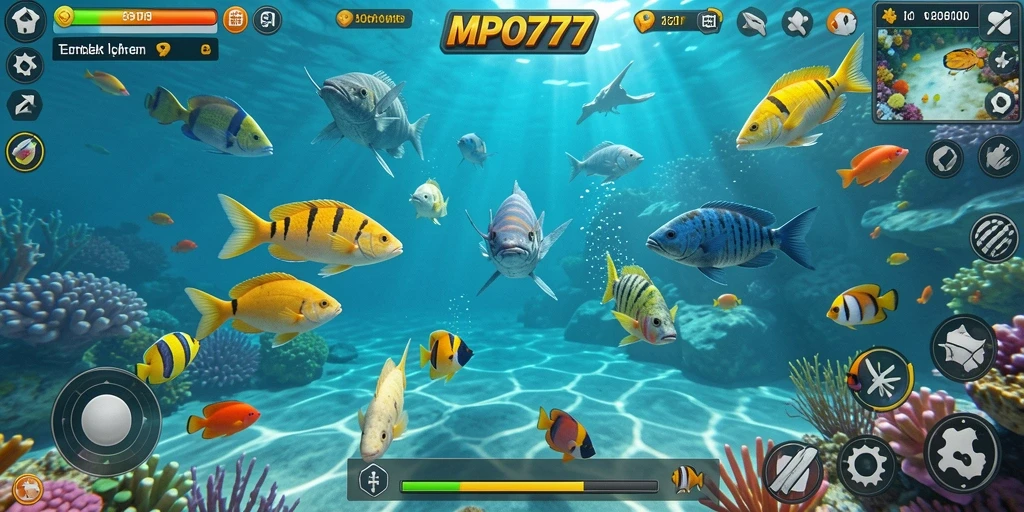 Tampilan screenshot MPO777 yang menampilkan aksi menembak ikan.