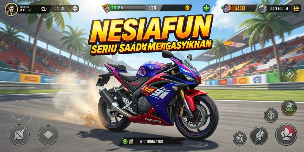 Gameplay balap motor yang penuh adrenalin dan tantangan.