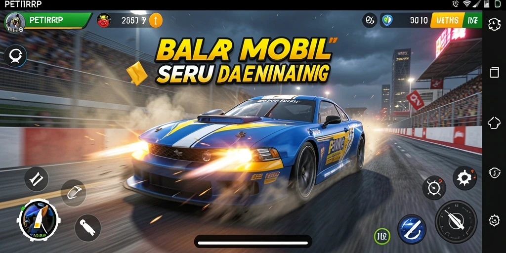 Tampilan gameplay <strong>PETIRRP</strong> yang intens dan mendebarkan saat balap mobil.