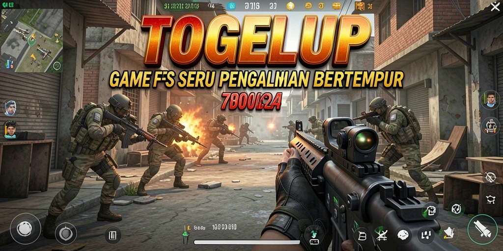 Screenshot gameplay intens dari TOGELUP yang menunjukkan aksi pertempuran.
