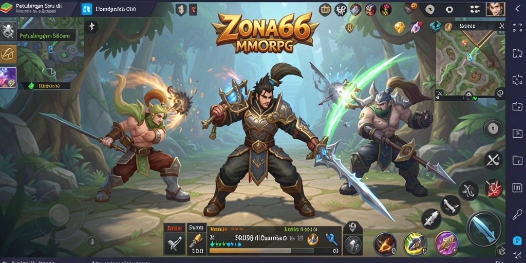Tangkapan layar gameplay ZONA66 menampilkan aksi pertempuran seru dalam dunia MMORPG.
